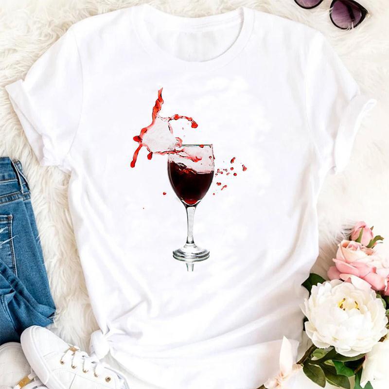 Women Printing Clothing Wine Lady Short Sleeve Casual - Embrace Your Quirk