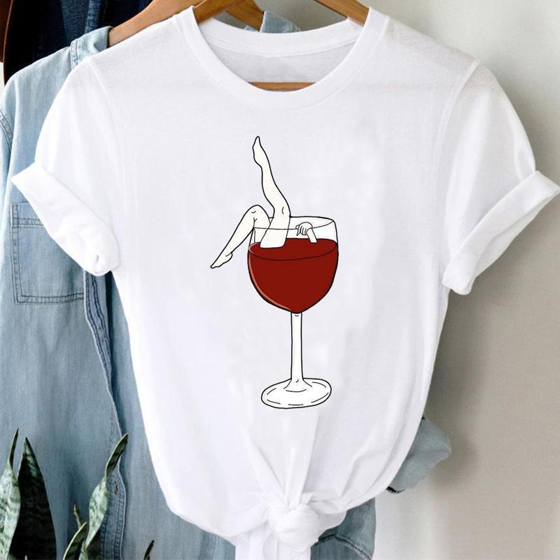 Women Printing Clothing Wine Lady Short Sleeve Casual - Embrace Your Quirk