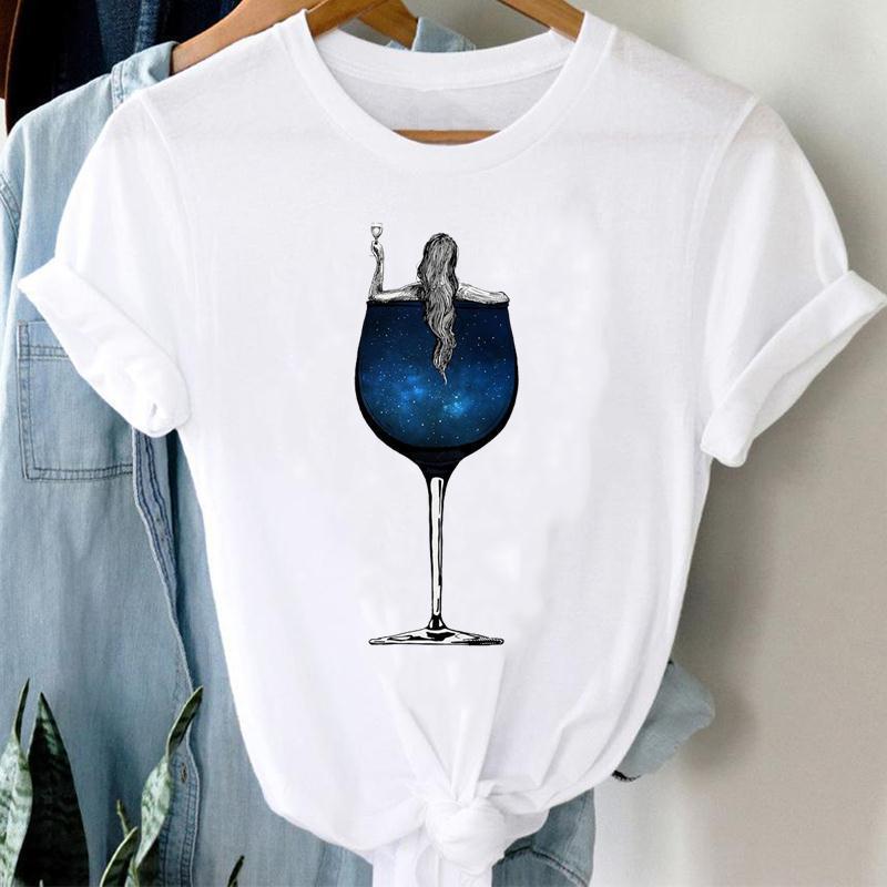 Women Printing Clothing Wine Lady Short Sleeve Casual - Embrace Your Quirk