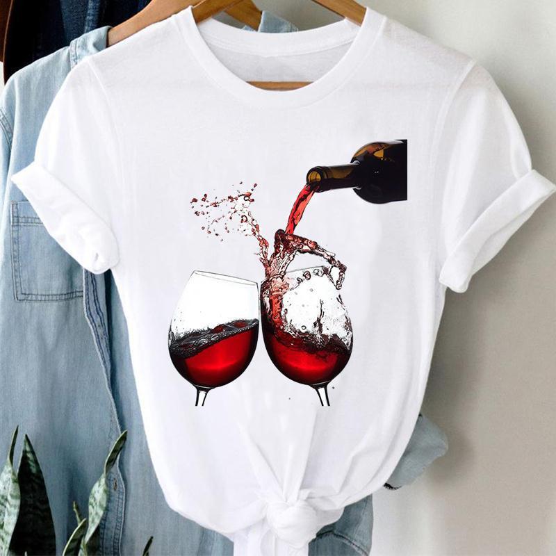 Women Printing Clothing Wine Lady Short Sleeve Casual - Embrace Your Quirk