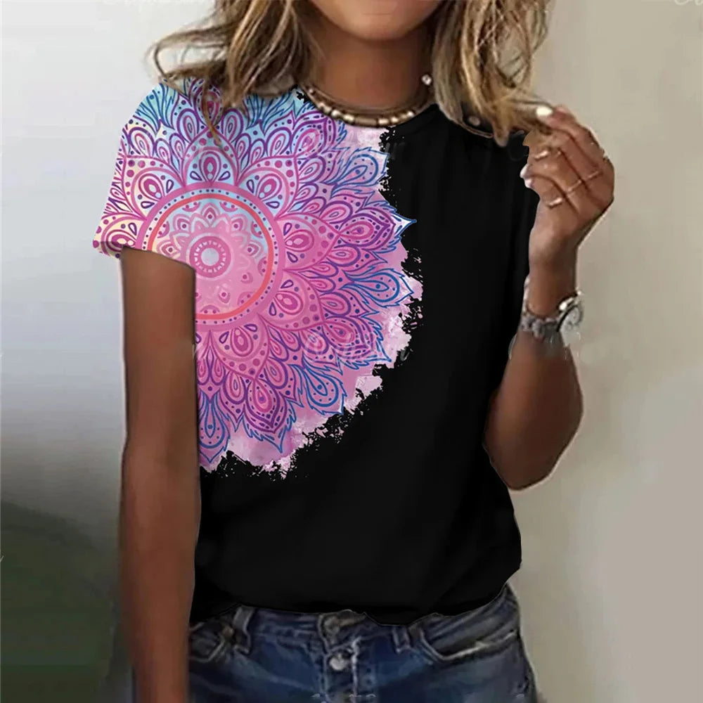 Elegant Mandala-Inspired Women's T-Shirt – Art Meets Comfort