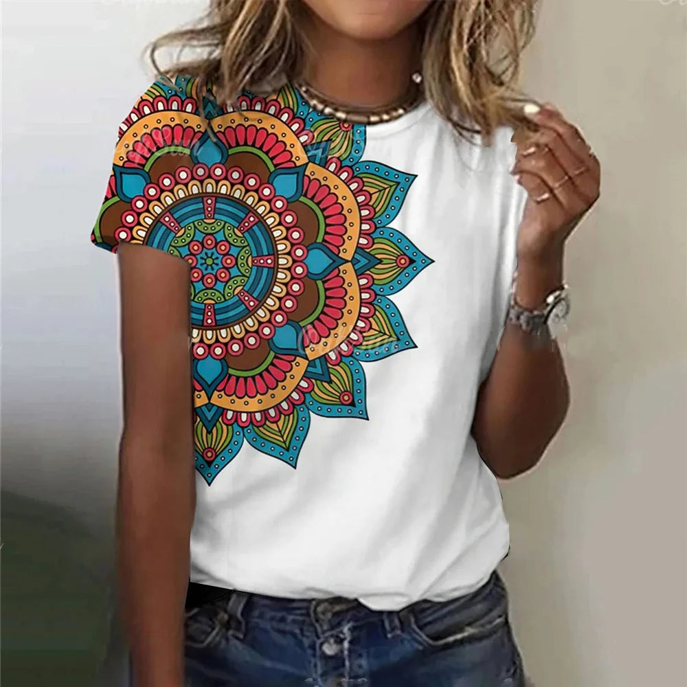 Elegant Mandala-Inspired Women's T-Shirt – Art Meets Comfort