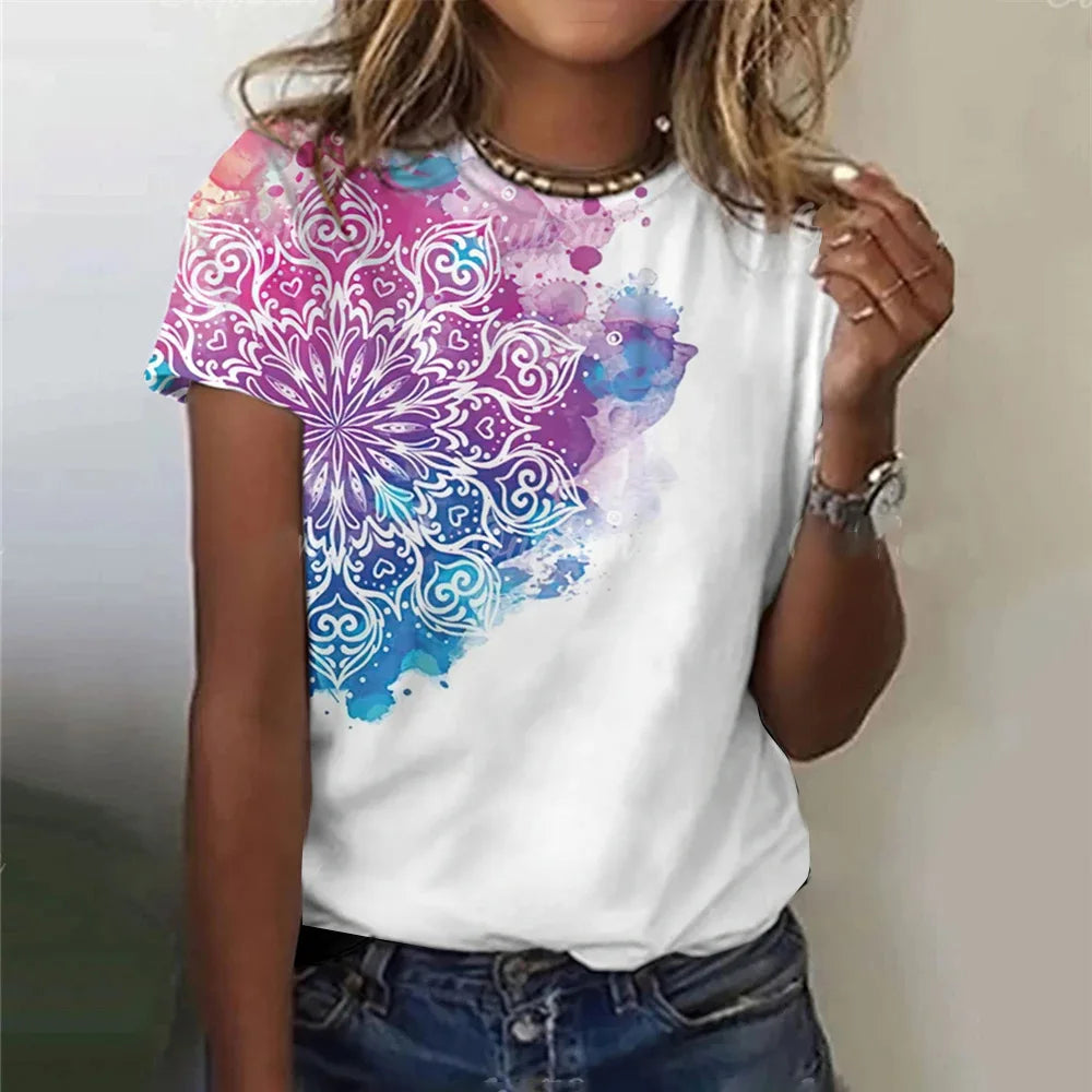 Elegant Mandala-Inspired Women's T-Shirt – Art Meets Comfort