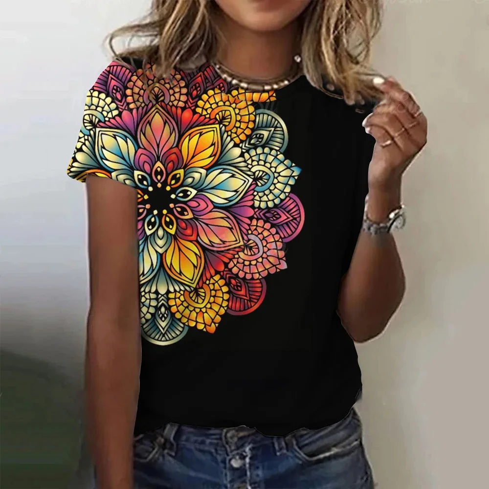 Elegant Mandala-Inspired Women's T-Shirt – Art Meets Comfort