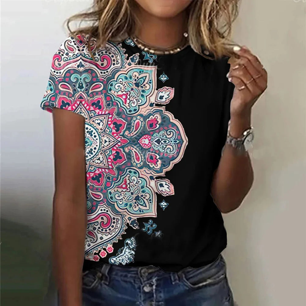 Elegant Mandala-Inspired Women's T-Shirt – Art Meets Comfort